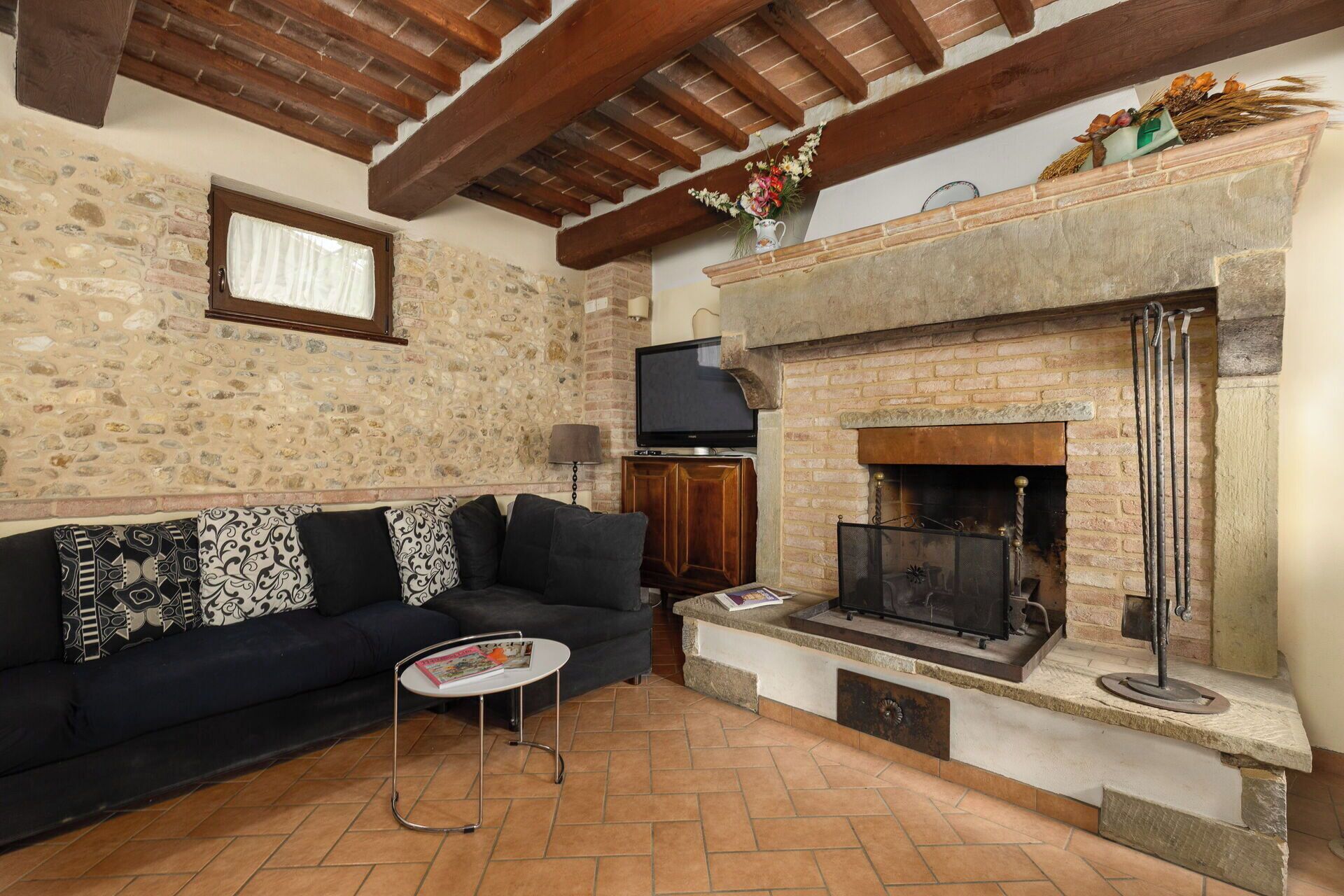 TV, fireplace