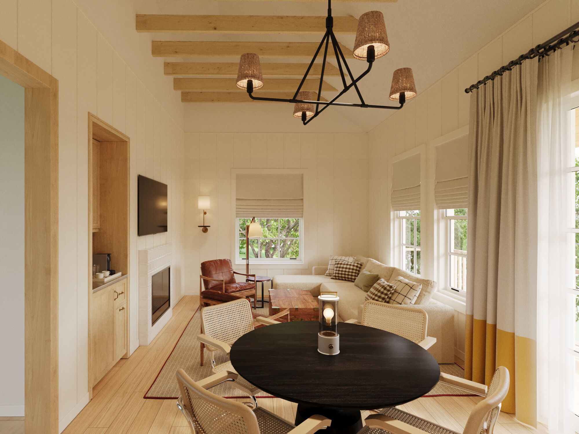 أغطية فراش متميزة وخزنة داخل الغرفة ومكتب ومكواة/لوح كي