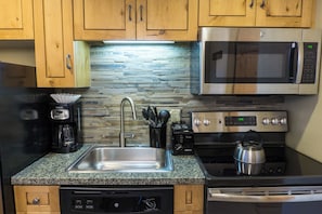 Fridge, microwave, oven, dishwasher