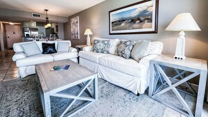 Living area - D1003 Private covered parking spot, Gulf Front! (Panama City Beach)