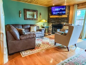 Fireplace, table football, ping pong