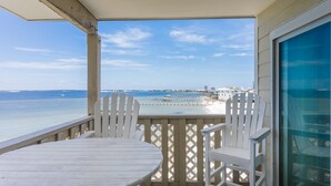 A balcony with a view of the beach and ocean. - Amazing View from this Contemporary, Upscale Condo, Parking, Pool - Baywatch E10 (Pensacola Beach)