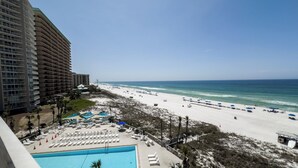 A hotel with a pool, beach, and ocean view. - D506 Corner unit, 2 balconies, Fantastic view of Pool and Gulf (Panama City Beach)