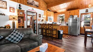 Smart TV, fireplace, DVD player