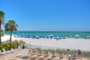 On the beach, beach towels, motor boating
