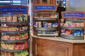 A snack display with various chips and cereals. - Quaint Winter Hideaway Sleeps 4- Across from Vibrant Main St (Breckenridge)