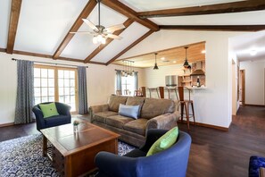 Flat-screen TV, DVD player