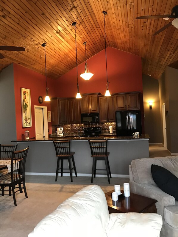 TV, fireplace, DVD player, stereo