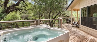 Secluded Wimberley Creekfront Home | Hot Tub, Fire Pit & Hill Country Views