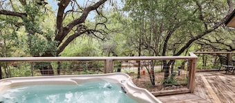 Secluded Wimberley Creekfront Home | Hot Tub, Fire Pit & Hill Country Views