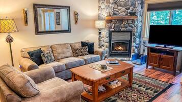 Fireplace, table football, ping pong