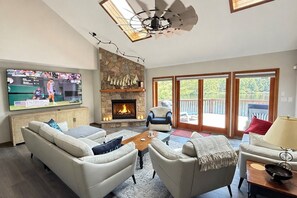 Smart TV, fireplace, table football