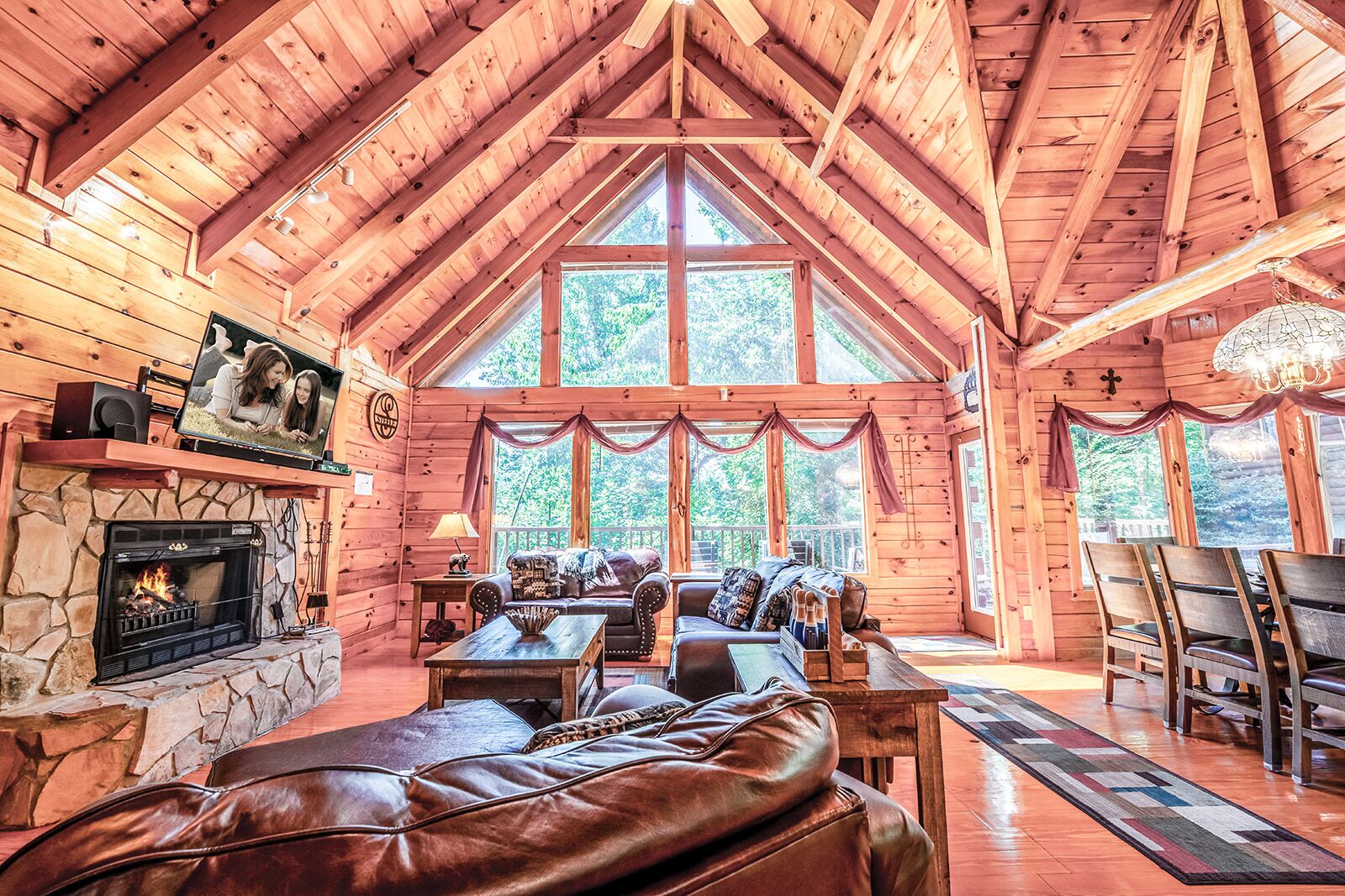 TV, fireplace, video games