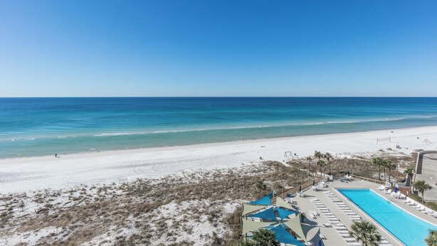 A beach resort with a swimming pool, beach, and ocean view. - E904 3 Gulf-front pools, Stunning Beach View, Tennis Courts (Panama City Beach)
