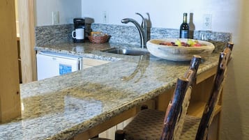 Fridge, microwave, coffee/tea maker, ice maker