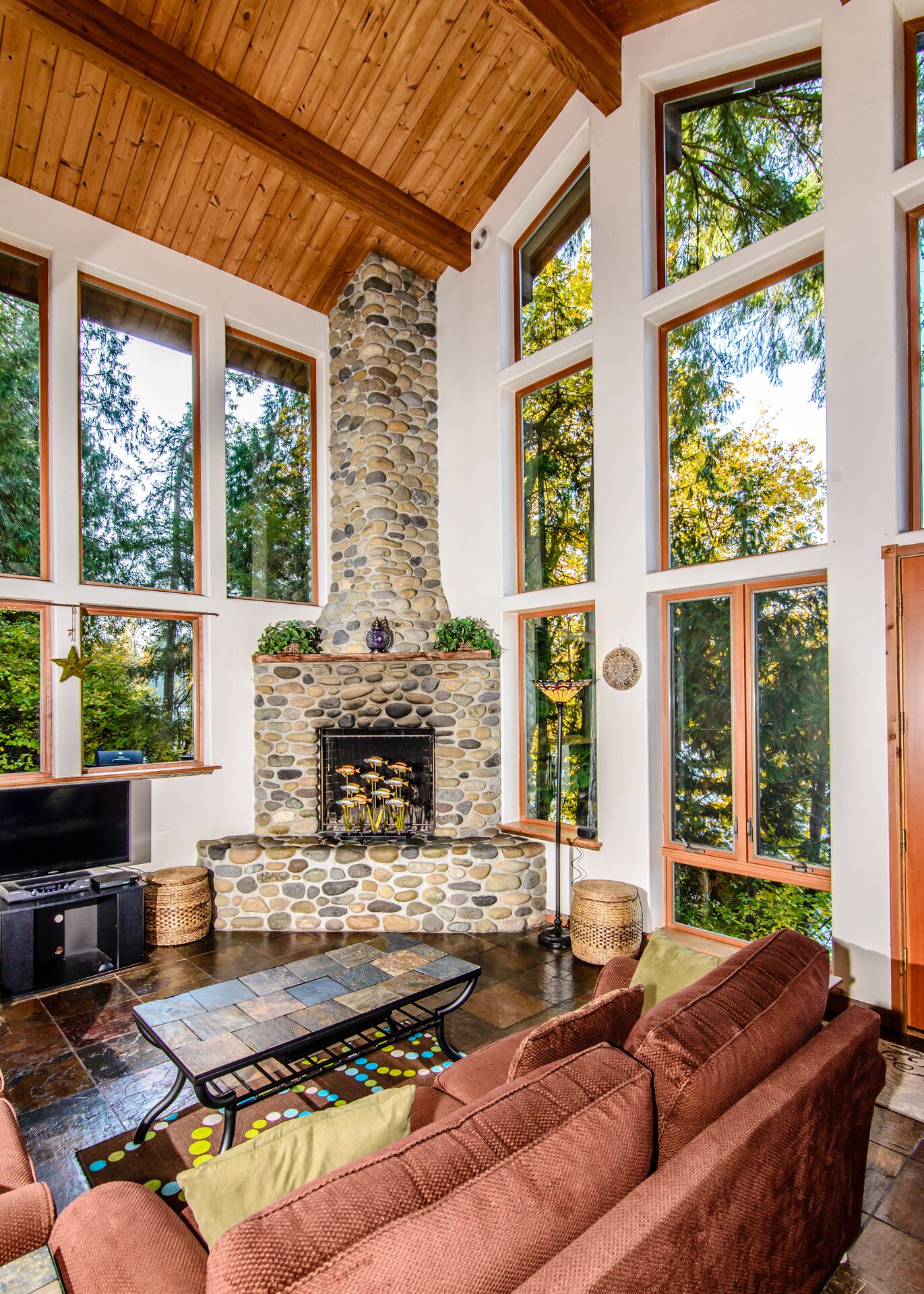 Fernseher, Kamin, Bücher