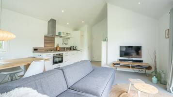 Een televisie, Netflix, een dvd-speler en streamingdiensten