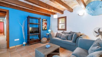 Een televisie, een dvd-speler en een tafeltennistafel