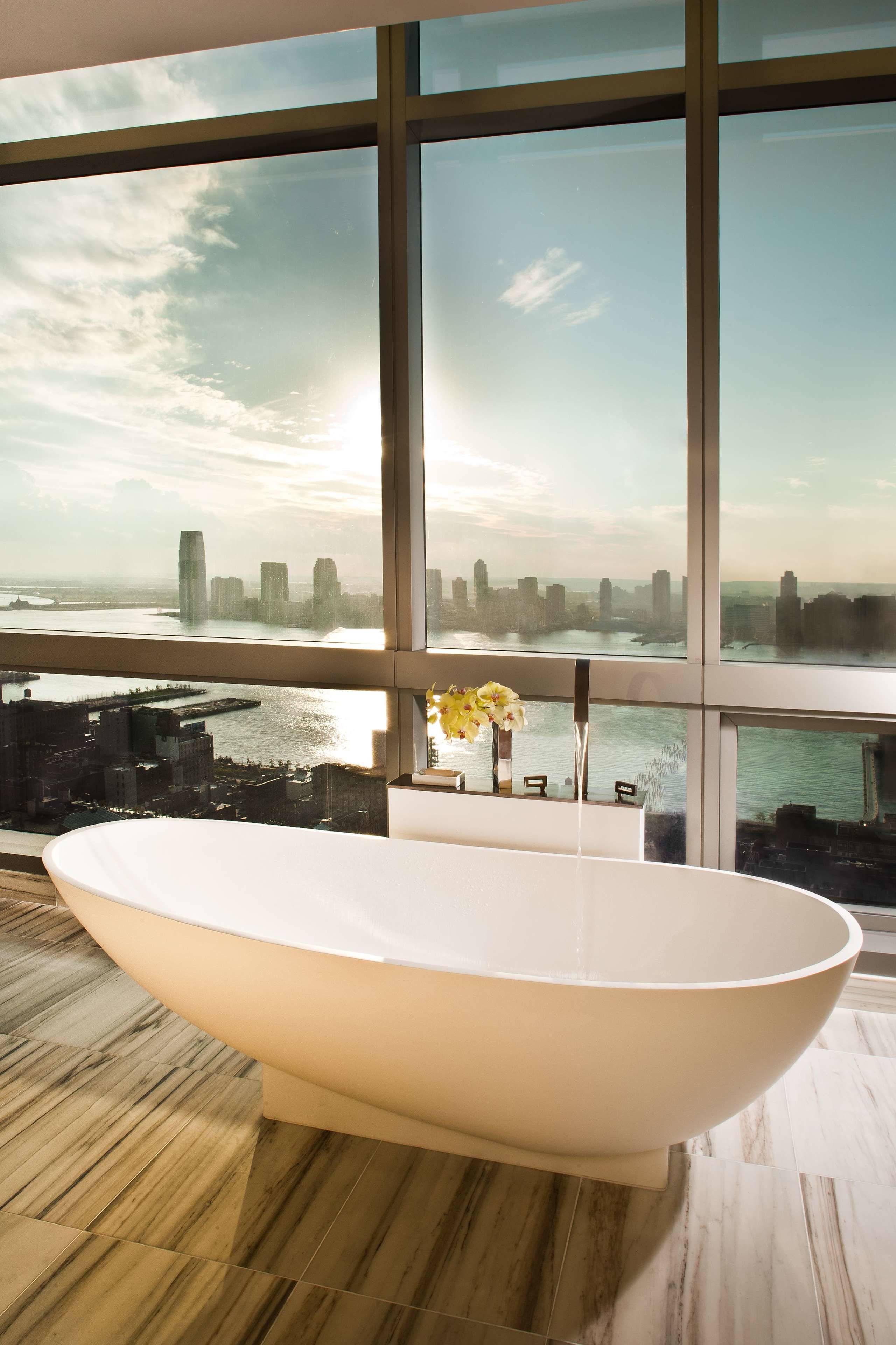 separate bathtub and shower, deep-soaking bathtub, free toiletries