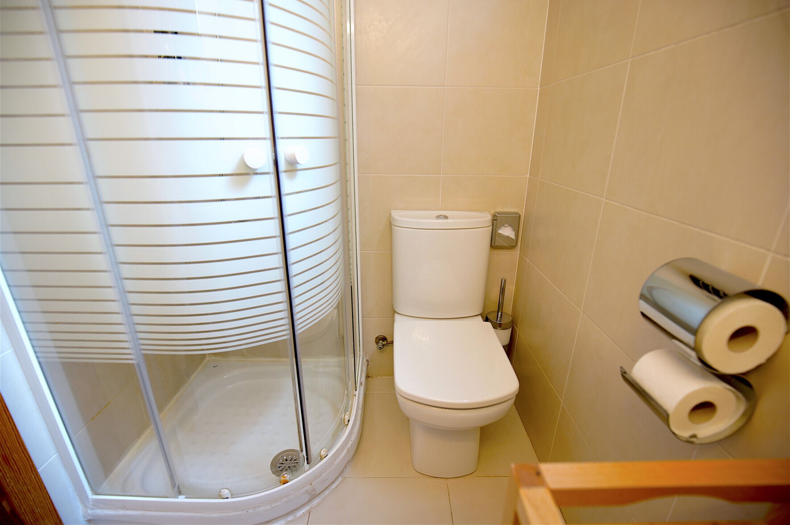 Shower, eco-friendly toiletries, hair dryer, towels