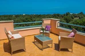 Property grounds - Private villa with unique panoramic sea views, pool, bbq, 3km to the beach! (Prines)