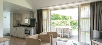 This chalet is equipped with a gas fireplace and infrared sauna.