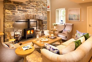 TV, fireplace - Luxury Cottage in the Burren (Doolin, Co Clare)