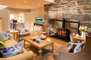 TV, fireplace