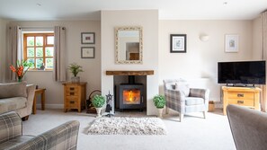 TV, fireplace, DVD player, stereo