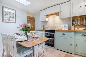 Fridge, microwave, oven, high chair