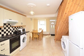 Fridge, microwave, oven, electric kettle