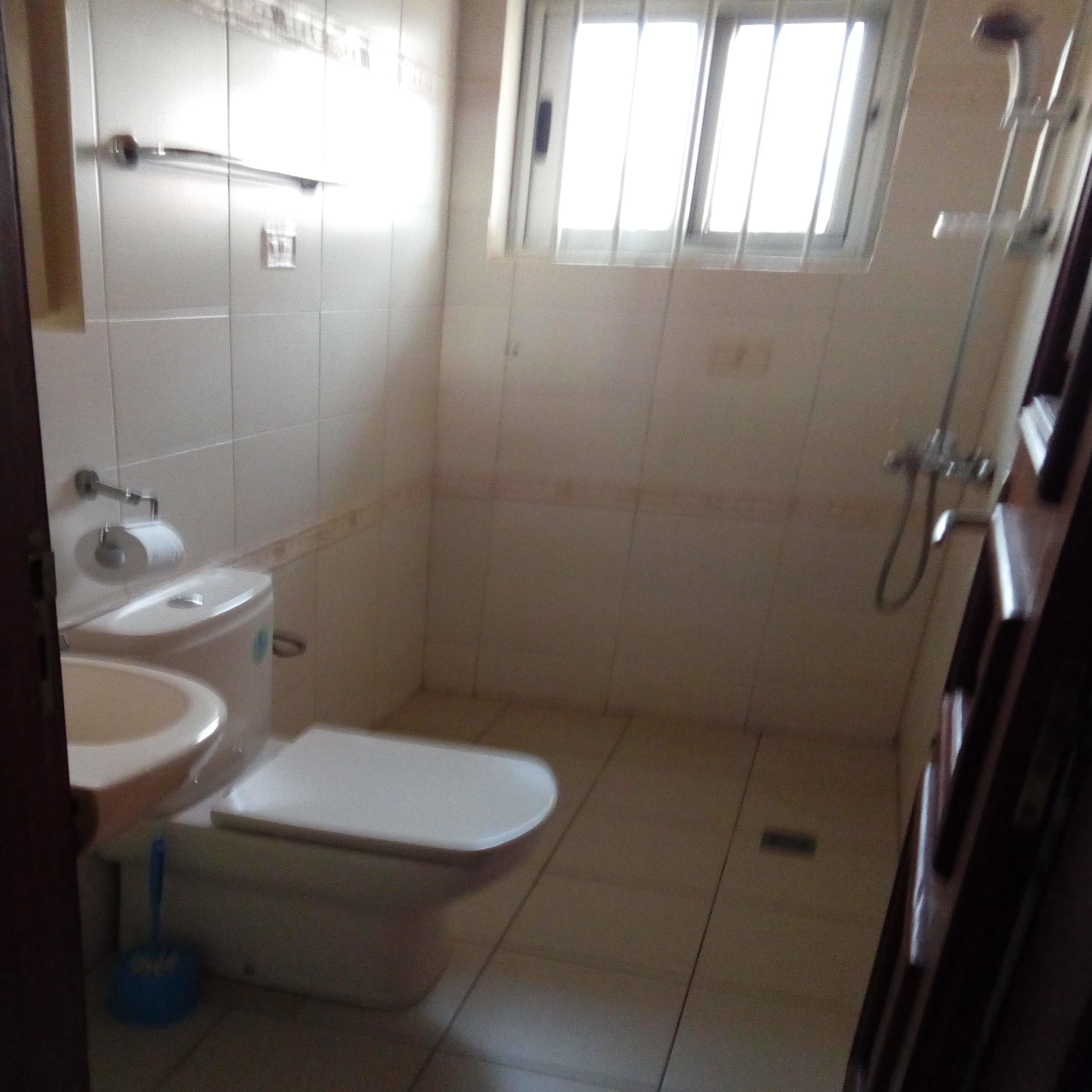 Un baño pequeño con inodoro, lavabo y ducha.