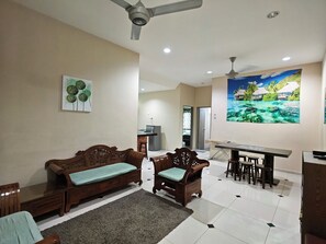 Villa 223 (Ground Floor) | Living room | 32-inch flat-screen TV with satellite channels, LCD TV