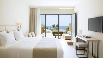 Double Grace Suite Seafront (Grace Rooms & Suites) | Lakens van Egyptisch katoen, luxe beddengoed, donzen dekbedden