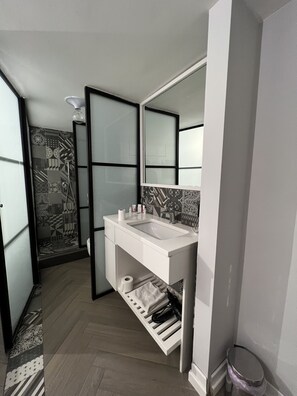 Chambre Double Économique | Salle de bain | Douche à « effet pluie », articles de toilette gratuits, sèche-cheveux