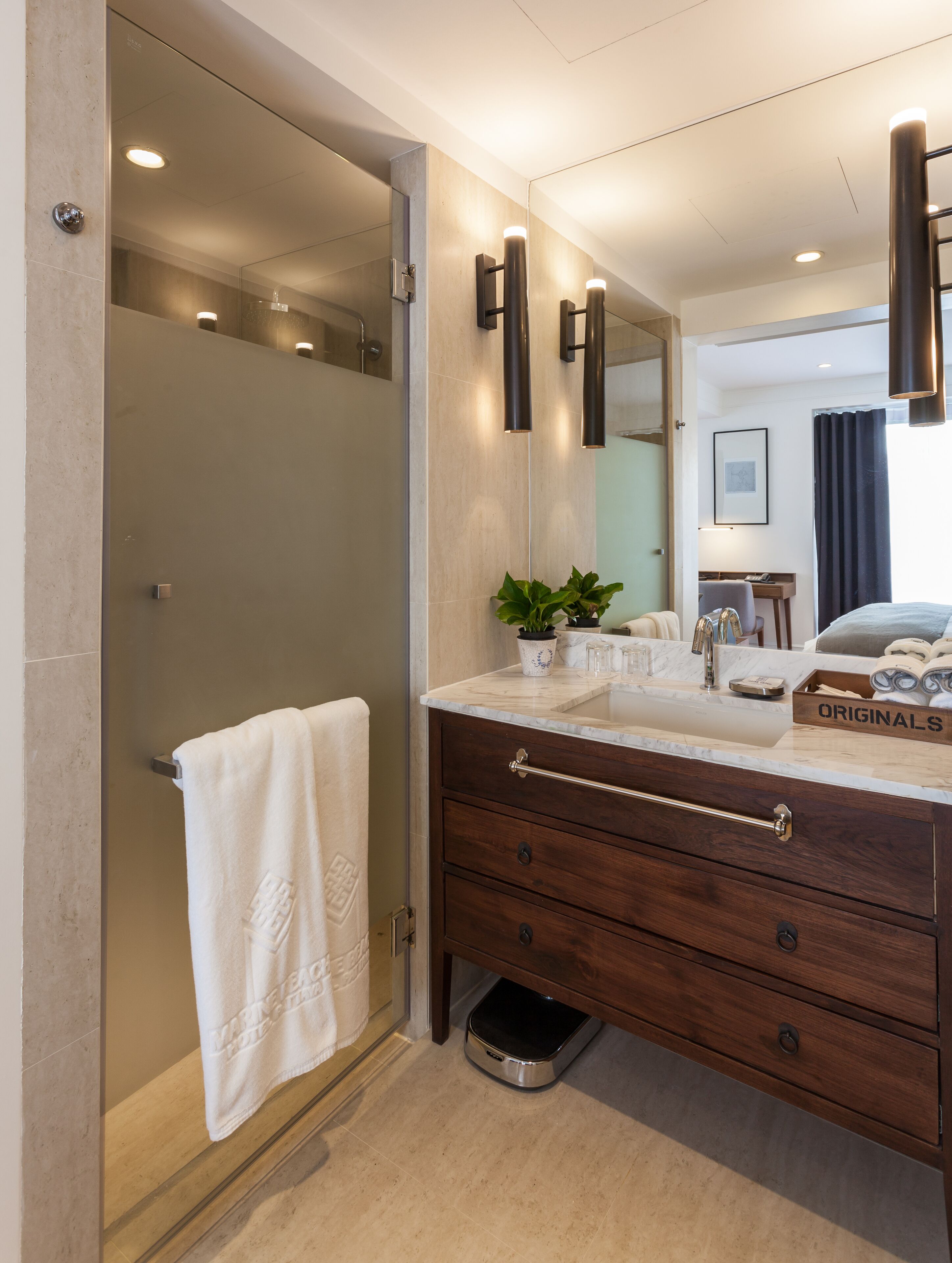 marine presidential suite  | bathroom | shower, free toiletries, hair dryer, bathrobes