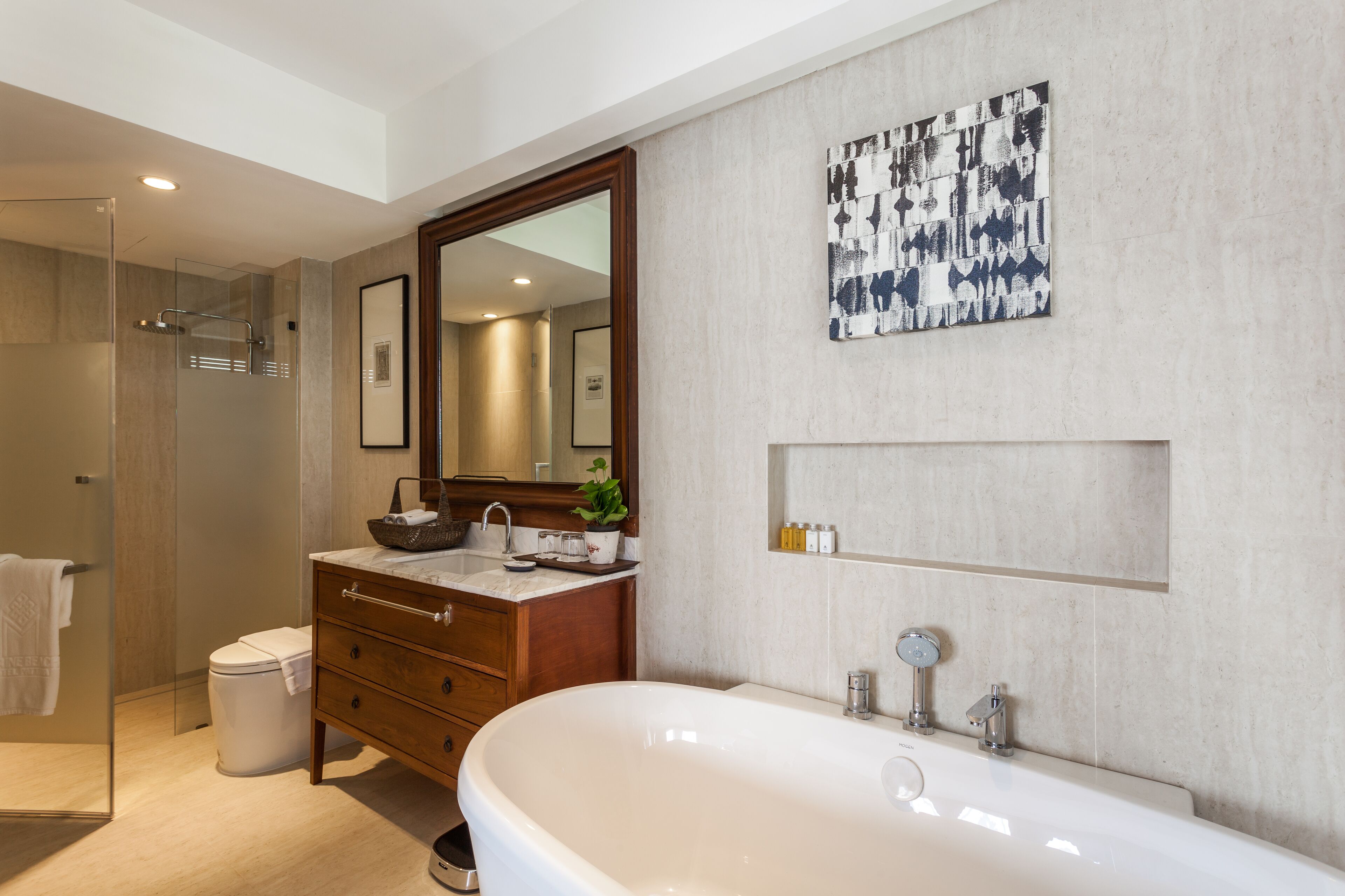 marine presidential suite  | bathroom | shower, free toiletries, hair dryer, bathrobes