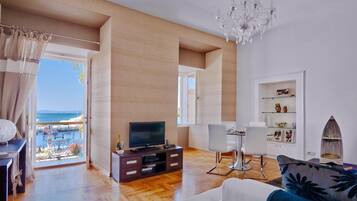 Deluxe Apartment, 1 Bedroom, Balcony, Sea View (Prisca 4****) | Living area | Flat-screen TV