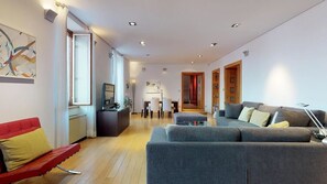 Deluxe Apartment, 3 Bedrooms, Sea View, Sea Facing | Living room | Flat-screen TV