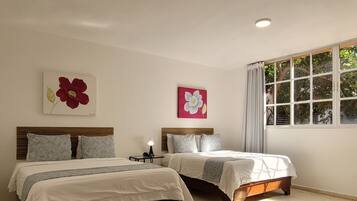 Standard Room, 2 Double Beds | In-room safe, bed sheets