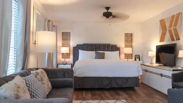 Premium bedding, desk, iron/ironing board, bed sheets