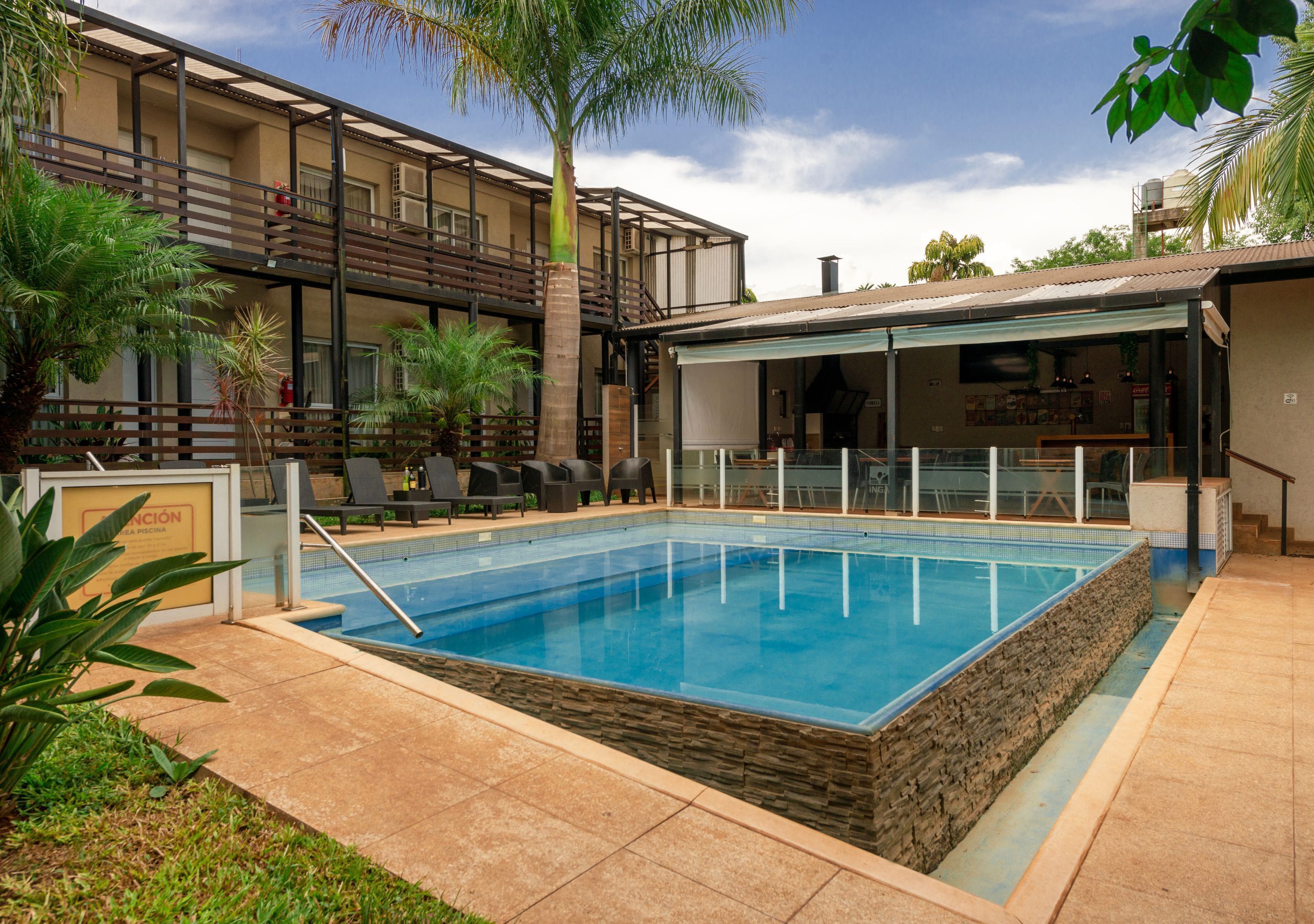 Outdoor pool, open 10 AM to 9:00 PM, sun loungers