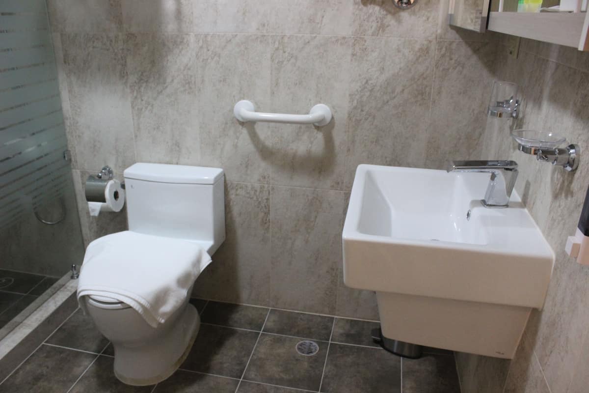 Shower, free toiletries, bathrobes, slippers
