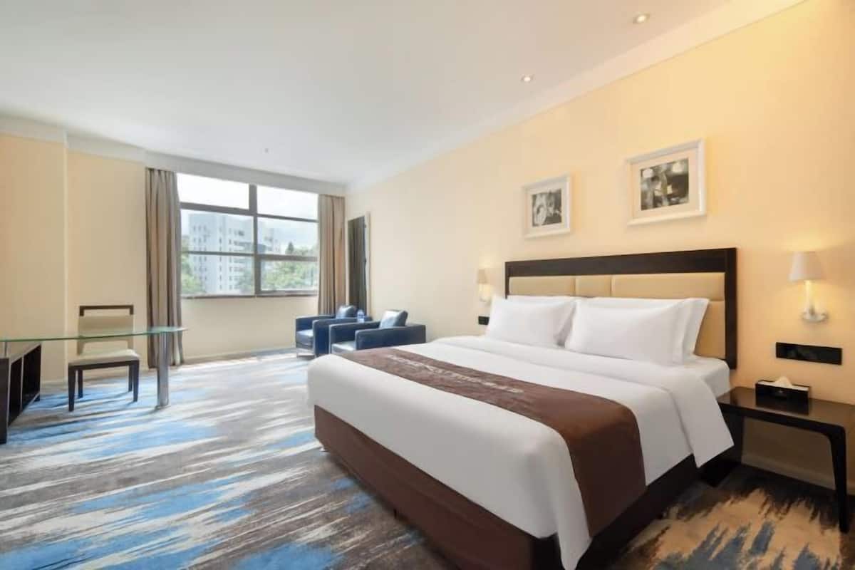 Desk, blackout curtains, iron/ironing board, free WiFi