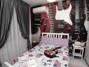 Phòng đôi Tiêu chuẩn, 1 giường cỡ queen, phòng tắm riêng (Music) | Bộ trải giường bằng vải cotton Ai Cập, bộ đồ giường cao cấp 