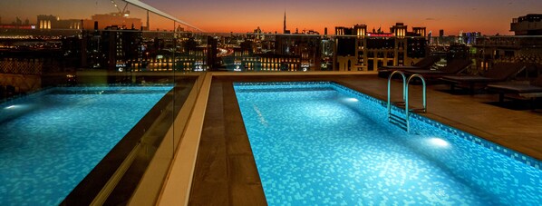Outdoor pool, open 8:00 AM to 6:00 PM, pool umbrellas, pool loungers - FORM Hotel Al Jaddaf, Dubai, a Member of Design Hotels (Dubai)