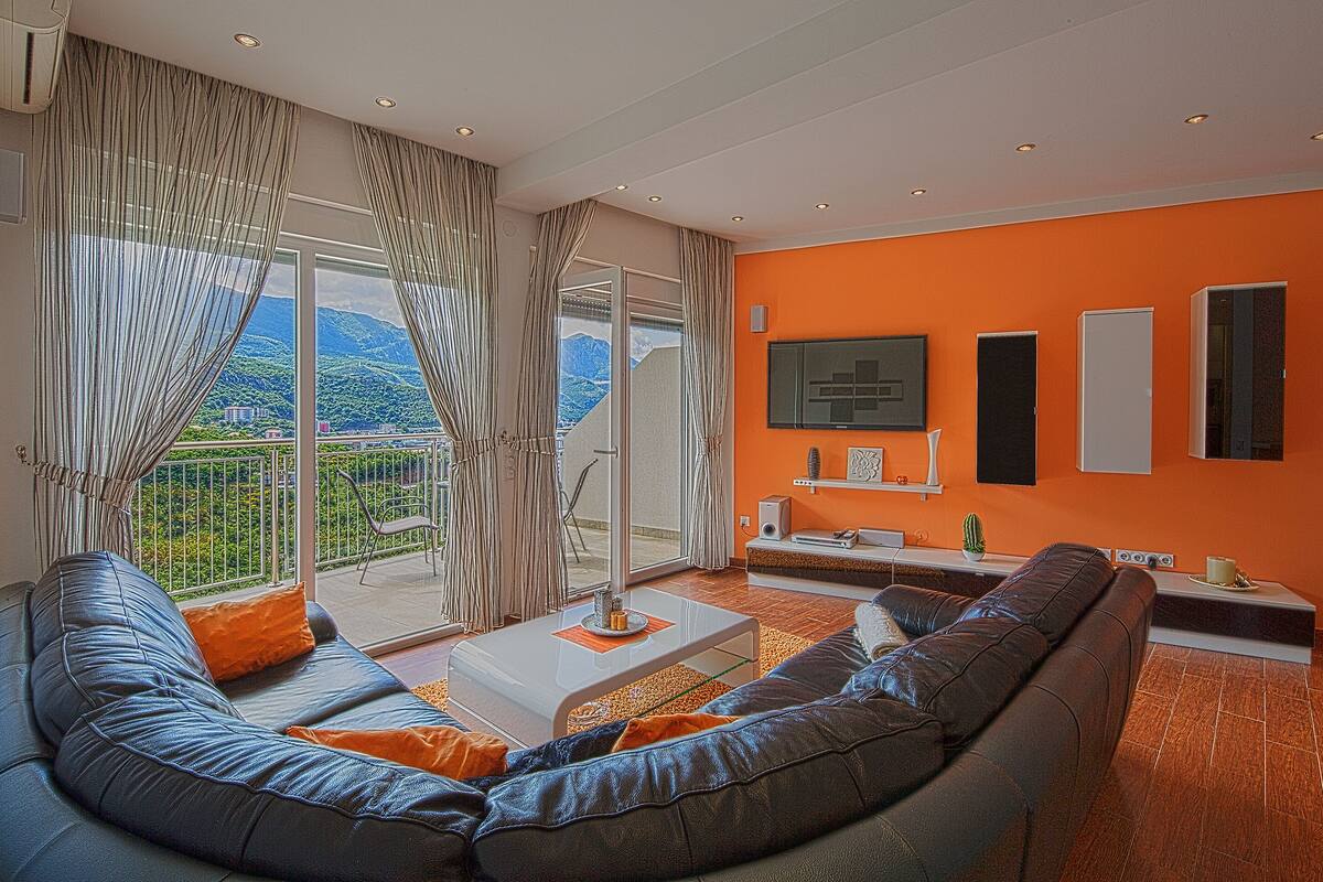 Appartement Deluxe, 3 chambres, terrasse, vue montagne | Coin séjour
