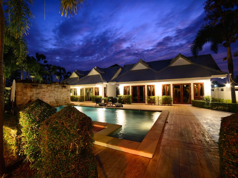 Outdoor pool, a waterfall pool, open 9:00 AM to 10:00 PM, pool umbrellas