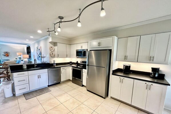 Fridge, microwave, oven