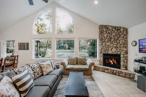 Fireplace, Netflix, DVD player